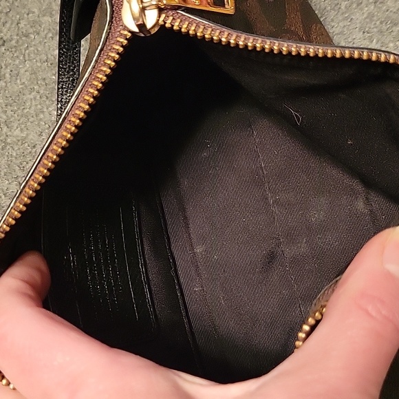 Coach set, mini bag & wristlet, saffiano leather, dark brn & blk signature C - Picture 11 of 14